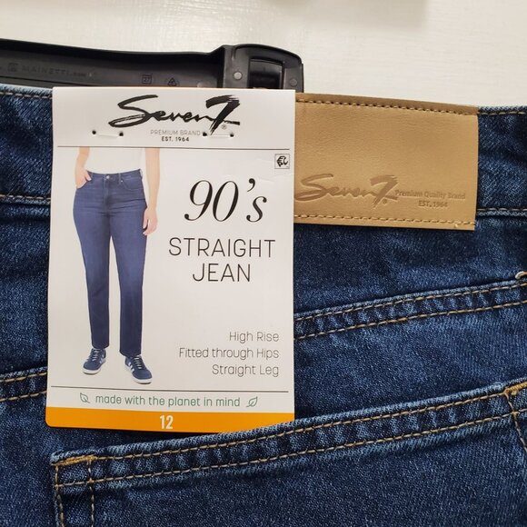 Seven7 90's Straight Jean Women's Dark Wash High‎ Rise Relaxed Denim NWT Size 12 - Picture 6 of 8